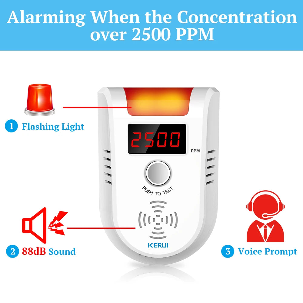 KERUI LPG GAS Detector Alarm Combustible Gas Detector For Home Alarm System