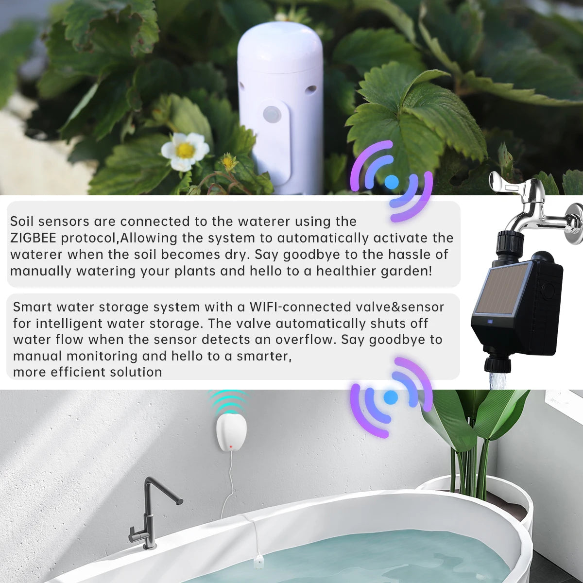 Smart Sprinkler Irrigation Drip System WIFI Solar Energy Watering Timer Water Controller