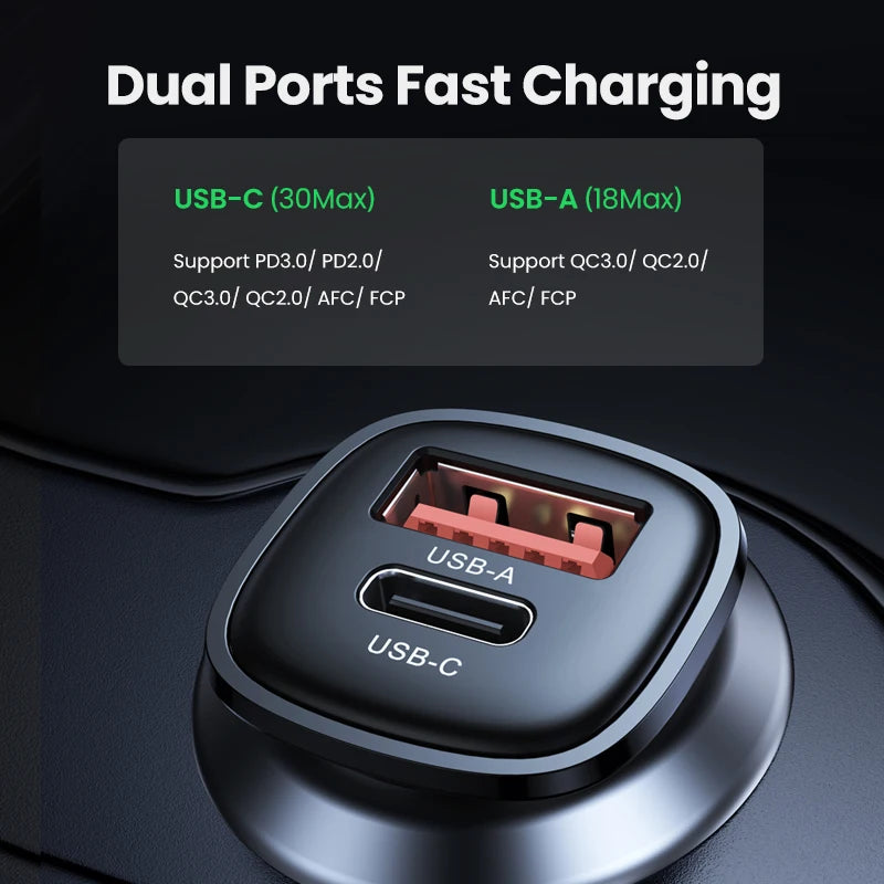 UGREEN 48W USB Type C and Type A Car Charger