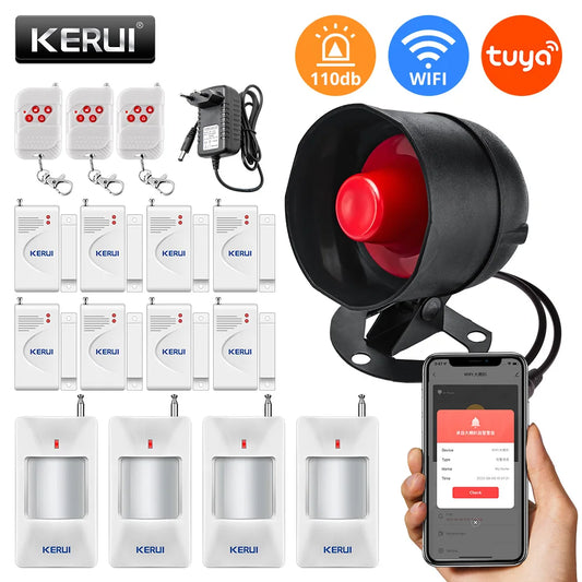 KERUI Tuya WIFI Siren Home Security Alarm System With Door Windows Sensor Motion