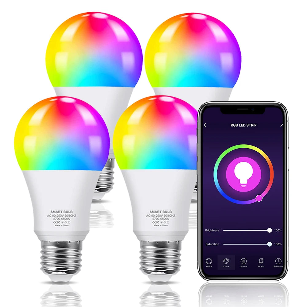 Zigbee Smart LED Bulbs - 15W/18W RGB Dimmable E27, Works with Alexa/Google Home