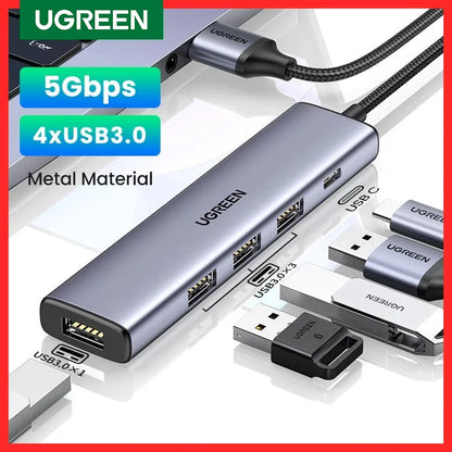 UGREEN USB C Hub 4 Ports USB Type C to USB 3.0 Hub Splitter Adapter for MacBook Pro iPad Pro Samsung Galaxy Note 10 S10 USB Hub